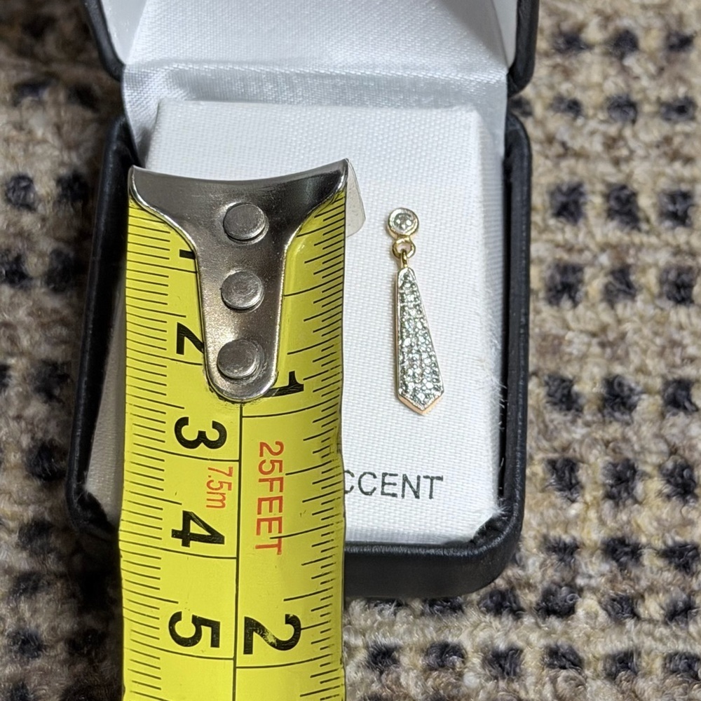 Elegant 18 KT Gold Sterling Silver Diamond Accent Dangle Earrings .925 china - Picture 5 of 8